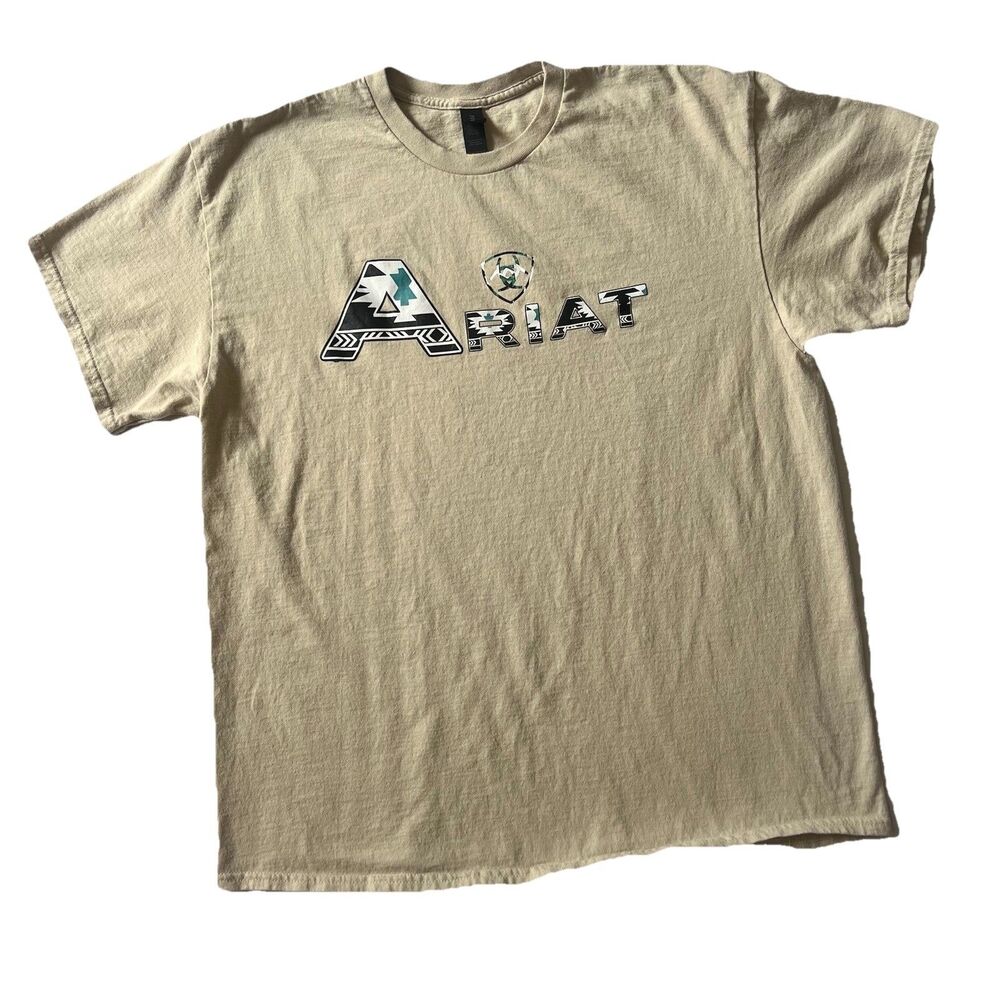 Ariat Graphic T-Shirt Mens XL Longhorn Skull Cowboy Western Aztec Beige Rodeo